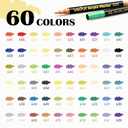 VOKART 60 Colors Acrylic Paint Markers - 30 Dual Brush Tip Paint Pens Including 2 Metallic Colors for Rock, Canvas, Fabric, Wood, Glass, Ceramic - Art Supplies for Artists, Kids, DIY & Holiday Decor