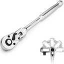 WORKPRO 1/2" Drive Flex Head Ratchet 72-Tooth Ratchet Flex Head with Chromium Plating Quick Release Reversible Design, 5 Degree Swing