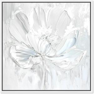 Off-White Magnolia II Framed Floral Fine 1 Piece Canvas Wall Art, 41" x 41", White Frame