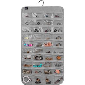 Hanging Jewelry Organizer,Accessories Organizer,80 Pocket Organizer for Holding Jewelries (Grey)