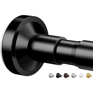 Bonpally Shower Curtain Rod, Adjustable 32-75 Inches Spring Tension Rod, Non-Slip No Drilling Stainless Steel Shower Rods for Bathroom Window Room Divider, Never Rust, Black