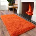 Soft Runner Rugs for Bedroom Hallways, 2x4 Orange Fluffy Shag Throw Area Rug Non Slip for Bedside Dorm, Long Shaggy Furry Carpet for Nursery Living Room