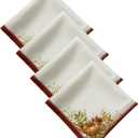 Elrene Home Fashions Autumn Pumpkin Grove Fall Napkins, Seasonal Fall Cloth Napkins, 17" x 17", Set of 4