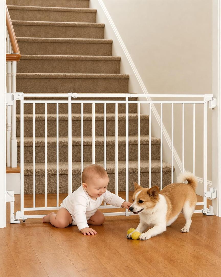 dearlomum Extra Wide Baby & Dog Gate, 32-54 in W, 29 in H, Hardware Mount