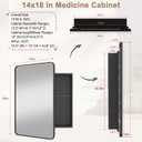 14 x 18 Inch Medicine Cabinet with Mirror, Bathroom Wall Storage Case, Recessed or Surface Mount Metal Vanity Mirror, Fully Assembled, Matte Black Finish