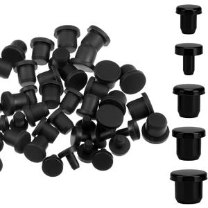 50 Pcs 5 Sizes Silicone Hole Plug, Round Rubber Black Rubber Plugs for Round Holes Waterproof Button Holes End Covers, Soft Flexible Stopper Fit for 4-9.5mm Inner Diameter Bottles Pipes