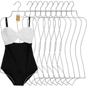 Lounsweer 20 Pack Bathing Suit Hangers Bikini Display Lingerie Wire Hangers Full Body Shape Metal Swimsuit Rack for Bra Boutique Closet Women (Silver), 31.3 x 14.4 inches