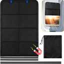 RV Door Window Shade, 27 x 18 Inch Foldable Magnet RV Blackout Window Cover, Winnebago Itasca Sunova Class A Rv Enter Door Window Cover, UV Rays Protection Waterproof Oxford (Black)