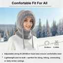 3 in 1 Beanie Hat with Scarf and Mask for Women, Winter Ski Mask & Neck Gaiter Set, Knitted Balaclava Hats for Cold Weather Gray (Gray)