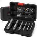 6-Piece Pipe Extractor Set, Heavy Duty Broken Pipe Nipple Extractor for Removing Damaged Threaded Fittings & Stripped Pipes, 1/8" to 1" (Fits 1/2", 3/4" Water Pipes), with Durable Storage Case