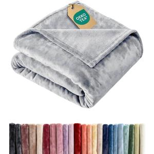 Ultra Soft Fleece Blanket Throw Size - Flannel Fleece Luxury Throw Blanket - Lightweight for Couch Bed Chair - Thick, Warm and Breathable - All Season Cozy Fuzzy, Anti-Static Microplush Bedding, Grey