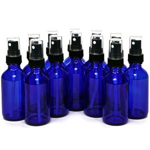 Vivaplex 2 oz Glass Bottles, with Black Fine Mist Sprayers, Cobalt Blue, 12-Count
