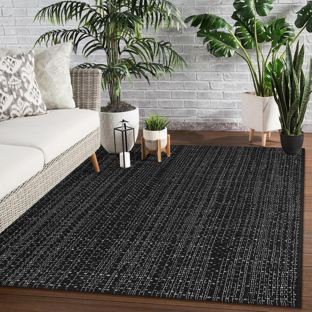 Seavish 4X6 Area Rug, Washable Kitchen Rug, Black and White Striped Outdoor Rug, Modern Cotton Woven Rugs, Farmhouse Decor Reversible Laundry Room Mat Small Accent Throw Rugs Front Porch Patio Mat