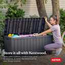 Keter Kentwood 92 Gallon Resin Deck Box-Organization and Storage for Patio Furniture Outdoor Cushions, Throw Pillows, Garden Tools and Pool Floats, Dark Grey