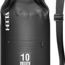 HEETA Waterproof Dry Bag with Front Zippered Pocket for Women Men, 10L Roll Top Lightweight Dry Storage Bag Backpack for Travel, Kayaking, Boating, Rafting, Camping, Hiking & Beach (Black)