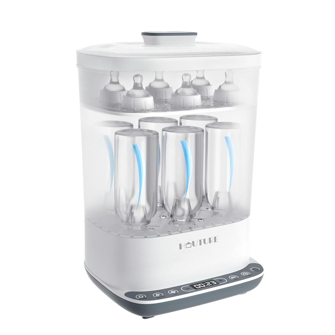 Baby Bottle Sterilizer | Esterilizador de Biberones, 6-in-1 HAUTURE Bottle Sterilizer and Dryer, Electric Steam Bottle Sanitizer for Baby Stuffs, Baby Bottles & Breast Pump Accessories (White)