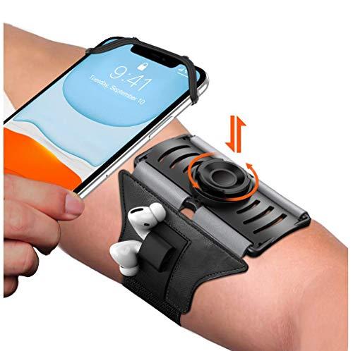 VUP Detachable Running Phone Holder 360°Rotatable Armband for iPod MP3 Player iPhone, Fits All 4-6.7 Inch Smartphone Device, with Key Holder for Running Hiking Biking (Black-Detachable)