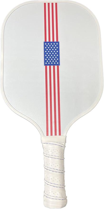 Limited Edition - American Flag Pickleball Paddle - Carbon Fiber/Honeycomb Core - Ribbed Non Slip Cushion Grip - Single Paddle - USA Pickle Ball Paddle- Olympic Style American Paddle