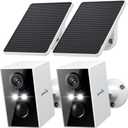 wansview Security Cameras Wireless Outdoor-2K WiFi 6 Solar Camera Outdoor Wireless for Home Security with AI Motion Detection, Color Night Vision, 2-Way Audio, 2.4GHz WiFi Only, Alexa, A1 2P White