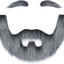 8 x Fake Beard and Self Adhesive Eyebrows Fake Mustache Novelty Costume Facial Hair for Cosplay Halloween Party (Gray)