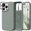 GONEZ for iPhone 15 Pro Max Case Silicone, Compatible with Magsafe, Camera Protector + Screen Protector, Soft Anti-Scratch Microfiber Lining, Liquid Silicone Shockproof Phone Cover, Calke Green