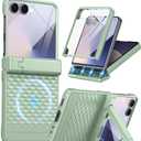 Magnetic for Samsung Galaxy Z Flip 7 Case [Hinge ProtectionKickstand][Compatible with MagSafe][Built-in Screen Protector] Full-Body Military Protection Phone Case for Samsung Z Flip 7 Mint Green