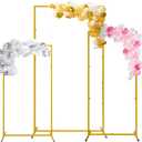 Wedding Arch Stand 3 Set (6.2FT, 5.2FT, 4.3FT) Metal Arch Backdrop Stand, Gold Backdrop Stand, Square Backdrop Frame for Birthday Party Ceremony Outdoor Indoor Celebration Decoration