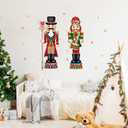 Christmas Nutcracker Soldiers Wall Decals Gold Snowflakes Wall Decals Xmas Window Clings for Shop Home Glass Door Holiday Merry Christmas Wall Decor