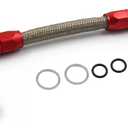 4150 Carburetor Fuel Line Kit 8AN Dual Feed to 7/8" Braided Dual Inlet for Holley Red+Blue (Without Gauge)