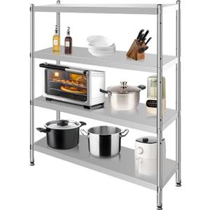 Garvee Stainless Steel Shelves,24x14x45 in Storage Shelf 4-Tier Heavy Duty Adjustable Shelf Unit for Kitchen Garage Office Restaurant Warehouse,330 LB Per Shelf