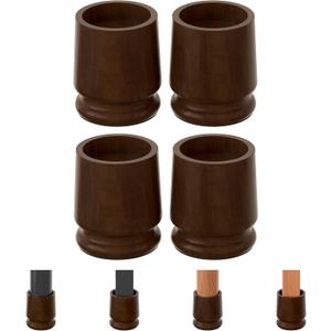 TQVAI Large Bed Risers Heavy Duty, 5" H(Inner 4" H), 2200 LBS Loading Capacity, Anti-Fall Edge, 4 Pack Wooden Bed Lifts Risers with Non-Slip Pads for King Queen Twin Full Bed Frame, Retro Brown