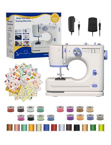 Portable Sewing Machine, Lncludes Beginner Basic Sewing Machine Kit, 12 Stitch Patterns Built-In, Versatile 2-Speed Foot Pedal, Great for Beginners, Adults, Home Use - Blue-GM