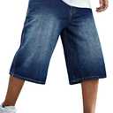 GINGTTO Mens Baggy Jean Shorts Loose Fit Long Denim Shorts Below Knee 14 Inch Inseam (28, Dark Blue)