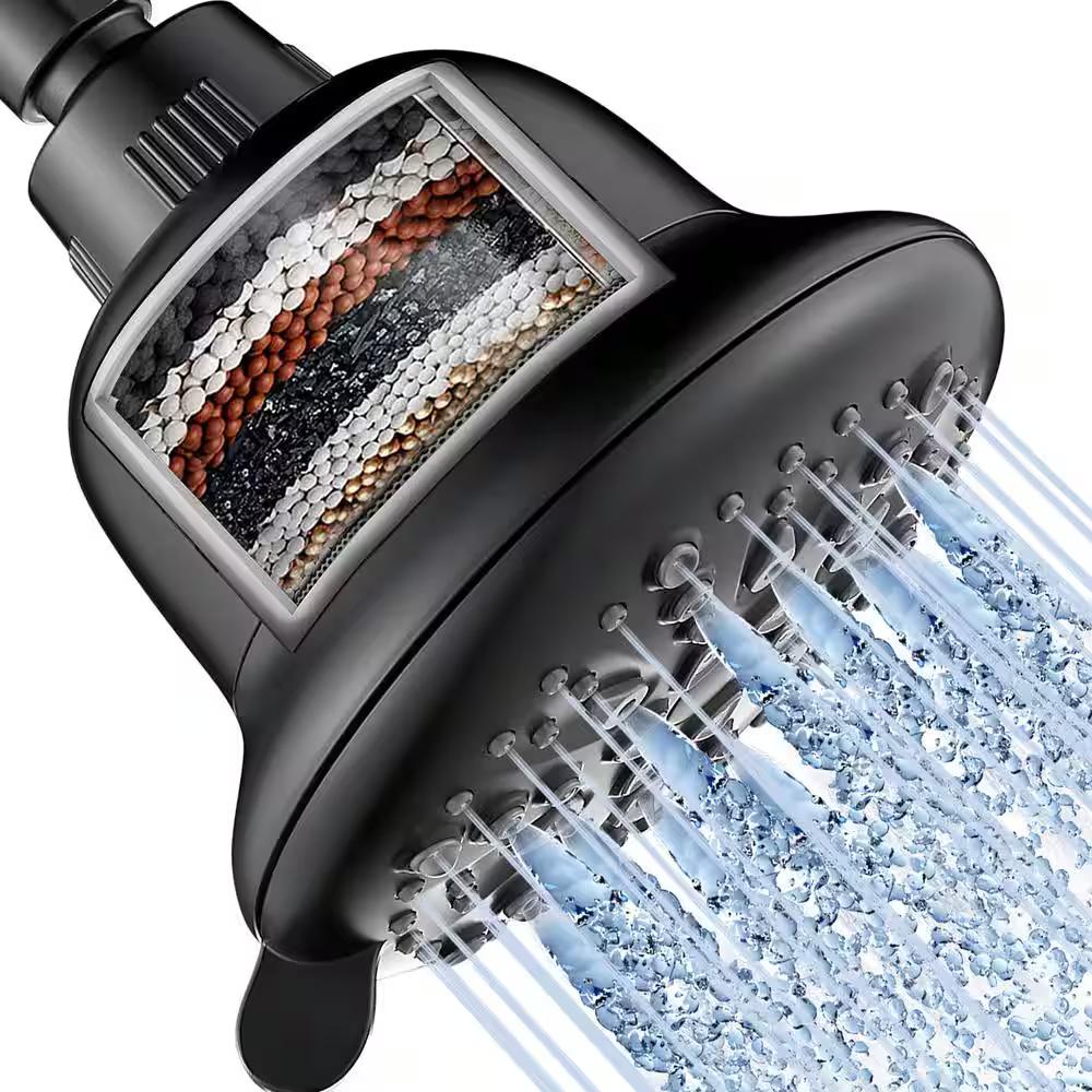 cobbe
Filtration 7-Spray Patterns with 1.8 GPM 4.7 in. Wall Mount Adjustable Fixed Shower Head in Matte Black