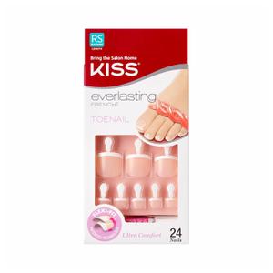 KISS Everlasting, Press On Toenails, Nail Glue Included, 'Limitless', Beige, Real Short Size, Squoval Shape, Includes 24 Nails, 2g Glue, 1 Manicure Stick, 1 Mini file (27 Piece Set)
