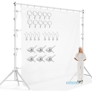 LimoStudio 10 ft. Wide x 9.8 ft. High (New Generation) White Backdrop Stands, White Matt Surface Metal Body Frame, Enhanced Stability, Complete White Accessories, Party, Events, Photoshoot, AGG3011