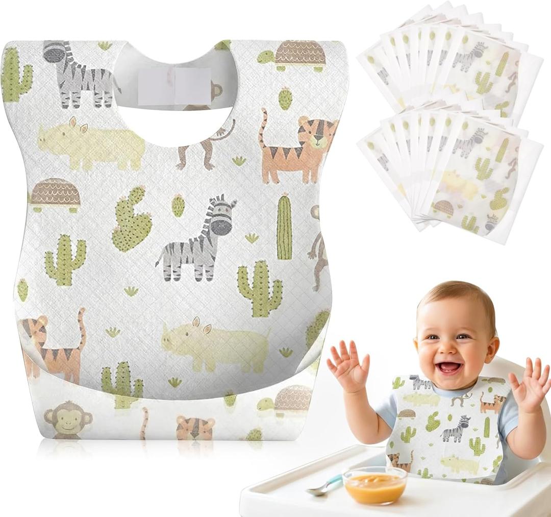 Lictin Disposable Baby Bibs, Individually Packaged, Hygienic and Convenient for Toddler, Baby Travel Essentials, 20/50pcs (Multicolor 1)