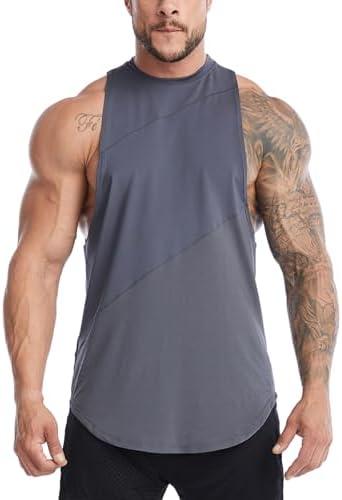 meioro Men's Workout Tank Top Mesh Patchwork Sleeveless Gym T Shirt Bodybuilding Fitness Muscle Tee Shirts (X-Large)