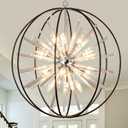 Vezzio 12-Light Modern Crystal Chandeliers for Entryway D27 Inch Black Globe Foyer Chandelier Contemporary Ceiling Hanging Light Fixture for Dining Room Kitchen Island Living Room Hallway Stairway