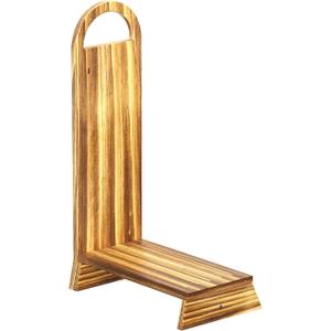 Wooden One Step Stool with Handle, 5" Height Wooden Step for Bathroom/Kitchen, Solid Wooden Step with trapezoidal feet for Elderly, Adults, Kids to Get in & Out of Bed Easily(440LBs Capacity)