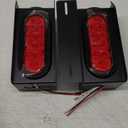 2PCS Steel Trailer Light Box Kit with 6" Oval Red 10-LED Tail Lights, Reverse Lights & 2" Round Red 4-LED Side Marker Lights, Includes Grommets & Wire Connectors