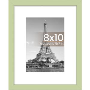 upsimples 8x10 Picture Frame, Display Pictures 5x7 with Mat or 8 x 10 Without, Wall Hanging Photo Frames, Green, 1 Pack