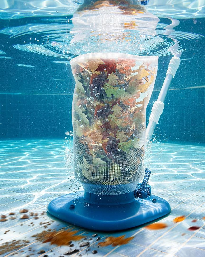 Rechargeable Pool Leaf Vacuum with Telescopic Pole, 83GPM Powerful Suction Cordless Pool Skimmer for Inground & Above Ground Pools with 6.6Gal Leaf Catcher Bag for Heavy Debris Areas