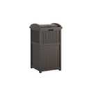 Suncast 33 Gallon Commercial Outdoor Trashcan Hideaway with Lid for 30 to 33 Gallon Bags for Garage, Backyard, or Garden, Brown