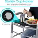 Vive Walker Tray for Folding Walker - (w/Cup Holder) - Adult Mobility Accessories - Fits Standard Walkers - Medical Table for Seniors Non Slip Mat for Food - Removable & Easy Assembly (Black)