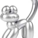 Cute Balloon Cat Decor - 7.8 Inch Handmade Modern Balloon Animal Decor, Aesthetic Room Shelves Cute Statue Home Dcor, Bedroom Sculpture Desk Whimsical Gift for Cat Lovers(Sliver)