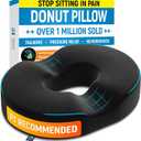 PT ENDORSED Donut Pillow for Tailbone Pain Relief Hemorrhoid Pillow for Sitting, Orthopedic Donut Seat Cushion for Pressure Relief, Post Surgery, Postpartum Pregnancy, Lifting Cushions for Coccyx Black, Original (Polyester), Medium (For Body Weights up to 240 Lbs)