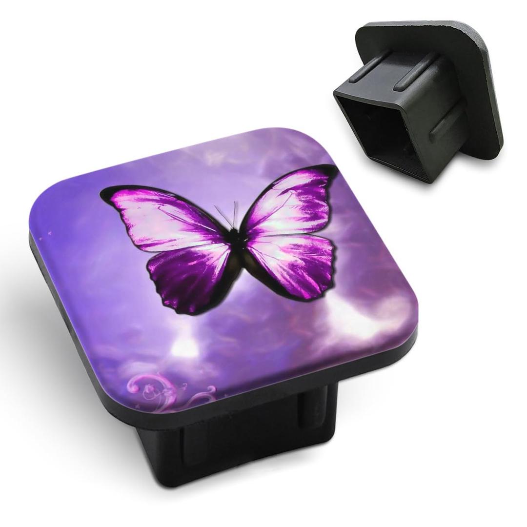 Tnomchey Purple Butterfly 2 Receiver Hitch Cover Magical Mystical Glowing Fairy Tale Shin Soft Rubber Protects Hitch Tube Rear Trailer Hitch Cover Universal Fits 2" Receivers for Men Women