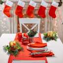 Skylety 4 Pack Christmas Votive Candle Holders with Candle Ring Wreath Christmas Table Centerpieces Glass Tealight Holder Wreath with Red Berry Pinecones for Xmas Decorations Wedding Holiday