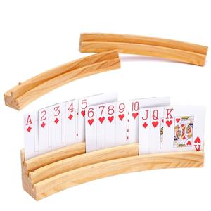 JFMkaer Curved Card Holders for Playing Cards 2PCS - Extra Long Wooden Holder With Curved & Splicing Design for Adults, Seniors, Kids